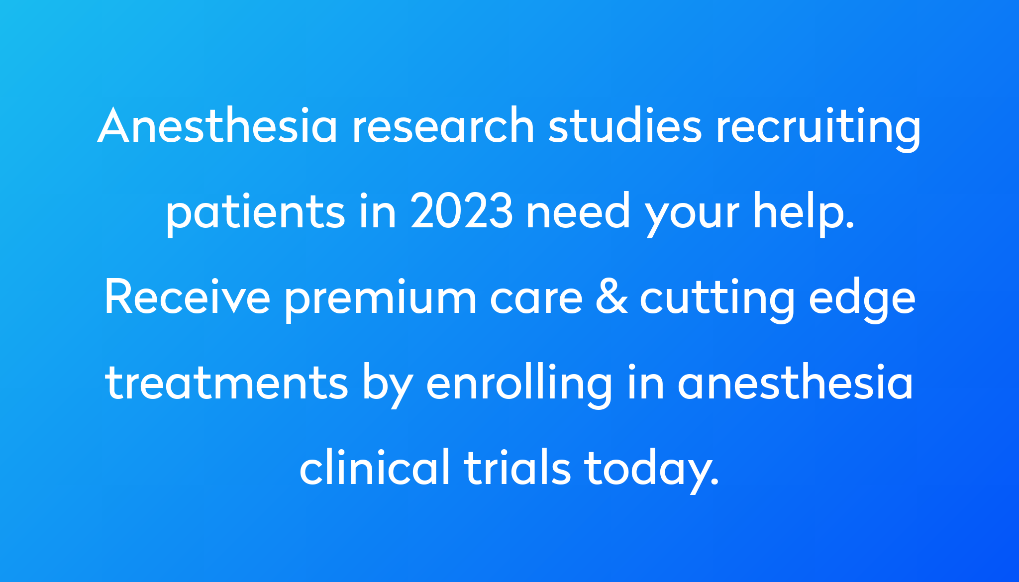 new research topics in anesthesia